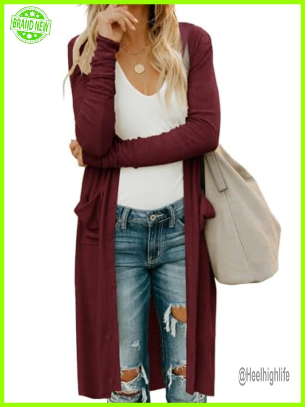 Women's Hooded Open Front Long Sleeve Lightweight Cardigan with Pockets